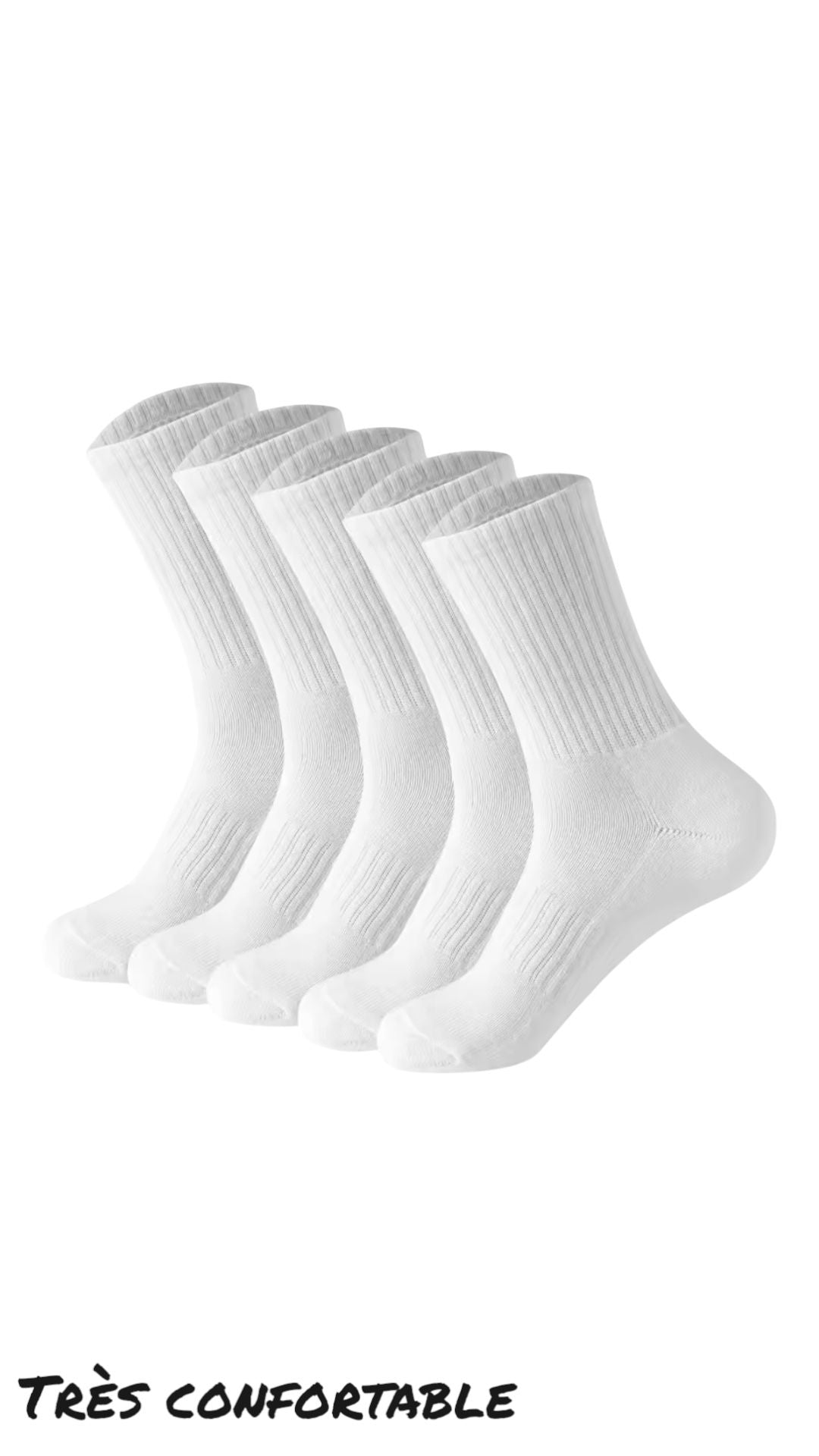 Pack de 5 paires de chaussettes homme femme noir blanc