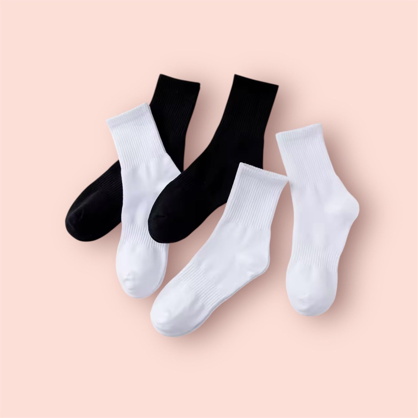 Pack de 5 paires de chaussettes homme femme noir blanc